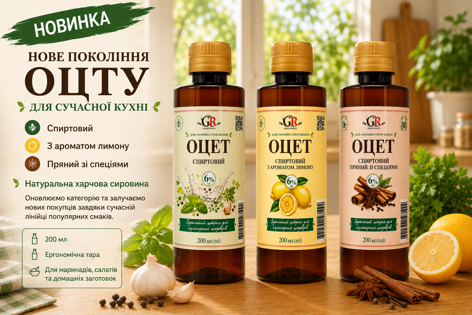 Новинка в ассортименте Уксусы